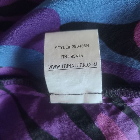 trina turk stretch silk wrap blouse long sleeve womens size M - Picture 5 of 7